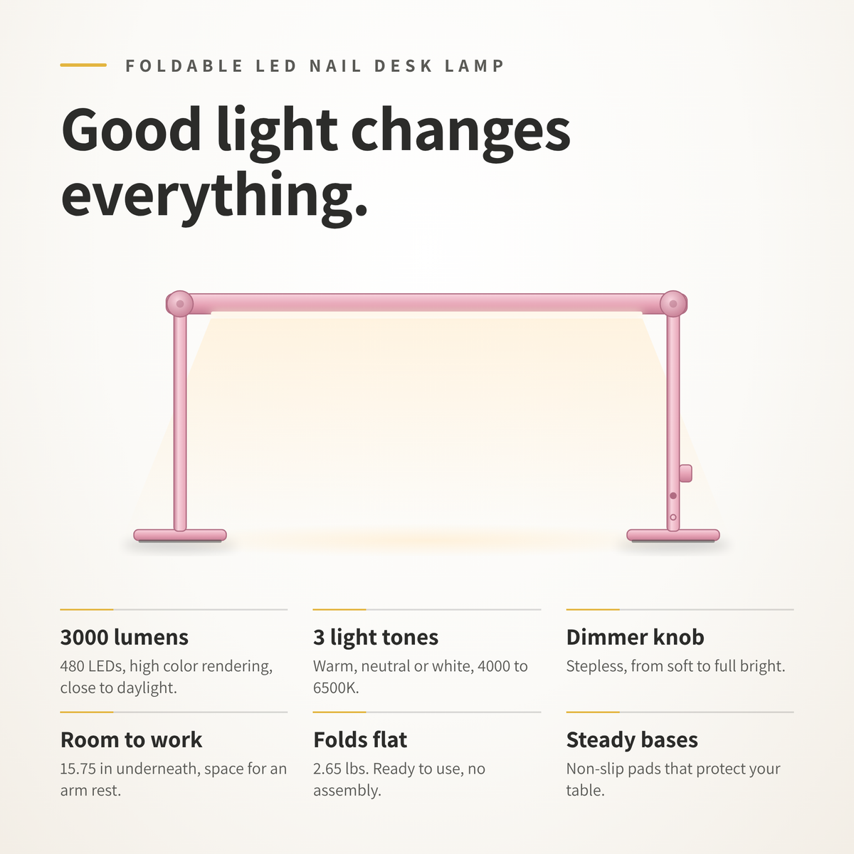 Foldable LED Nail Desk Lamp