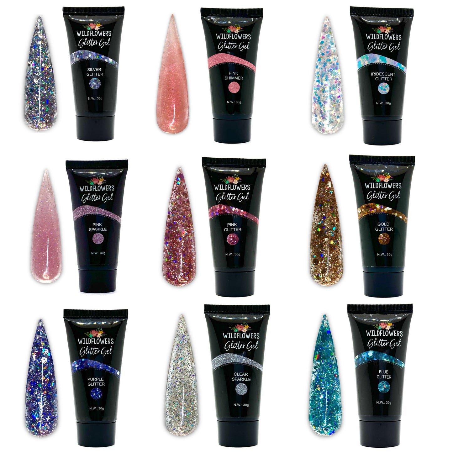 Glitter Gel Set - Ultimate Large Set of 9 Colors